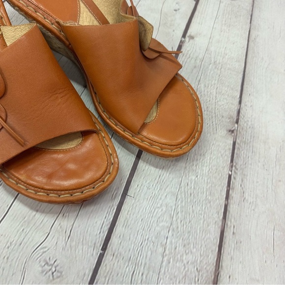born drilles wedge sandal brown flower detail coquette girl boho western sz 8 - Picture 8 of 8